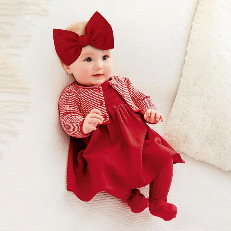 ONENINEDREAM 6'' Large Valentines Bow Baby Headbands Handmade Hairbands with Bows High Stretchy Soft Nylon Headbands Baby Hair Accessories for Infant Baby Girls Red Light Pink Heart - Image 3